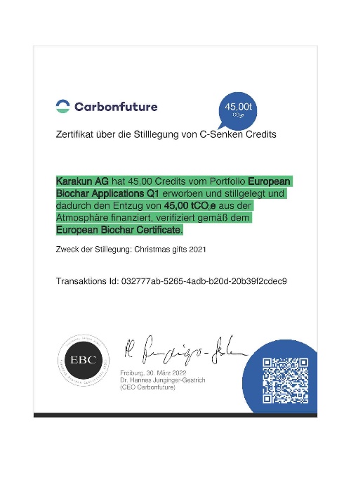 CO2 certificate 